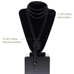 BABEYOND Art Deco Fashion Faux Pearls Necklace 1920s Flapper Beads Cluster Long Pearl Necklace for Gatsby Costume Party