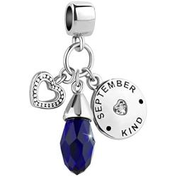 Sexymandala Christmas Day Birthstone Charms Heart Love 12 Colors Birthday Beads for Pandora Bracelets