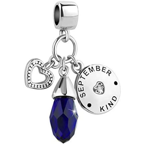Sexymandala Christmas Day Birthstone Charms Heart Love 12 Colors Birthday Beads for Pandora Bracelets