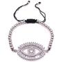Evil Eye Silver Plated Crystal Bracelet Adjustable 6''- 8'' Protection Jewelry