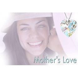 Royal Crystals''Mothers Love Heart Pendant Necklace for Women'' Made with Swarovski Crystals Blue Aurora Borealis Sterling Silver 925 Pendant Necklace, 18''