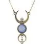 LUX ACCESSORIES Burnished Faux White Opal Moon Phase Wiccan Pendant Necklace