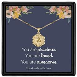 M MOOHAM Gold Hexagon Initial Necklaces for Women, 14K Gold Plated Dainty Letter Charm Necklaces Personalized Gold Initial Necklaces for Women Teen Girls Jewelry Gifts
