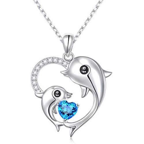 S925 Sterling Silver Jewelry Animal Forever Love Heart Pendant Necklace Gift for Women Girls Mother Mom