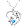 S925 Sterling Silver Jewelry Animal Forever Love Heart Pendant Necklace Gift for Women Girls Mother Mom