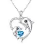 S925 Sterling Silver Jewelry Animal Forever Love Heart Pendant Necklace Gift for Women Girls Mother Mom S925 Sterling Silver Jewelry Animal Forever Love Heart Pendant Necklace Gift for Women Girls Mother Mom