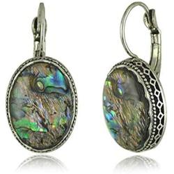 925 Sterling Silver Abalone Shell Earrings for Women Dangle Drop Earring (Rectangle/Teardrop/Oval/Round)…