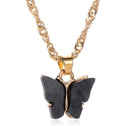 Kercisbeauty Butterfly Necklace for Women and Girls Acrylic Insect Necklace with Water Ripple Chain Gift Gold Jewelry