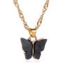 Kercisbeauty Butterfly Necklace for Women and Girls Acrylic Insect Necklace with Water Ripple Chain Gift Gold Jewelry