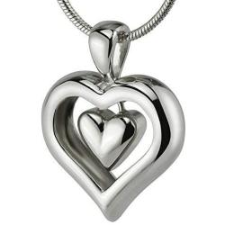 The Eternity Heart Real Rhodium Silver Finish Cremation Jewelry Urn Ashes Pendant Keepsake Memorial Necklace 20” Snake Chain