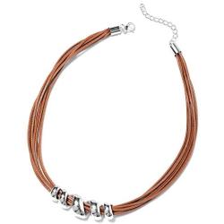 Shop LC Faux Leather Cord Spiral Stainless Steel 7'' Cuff Bracelet Choker Necklace Tribal Boho Prom Jewelry Sets for Women Mothers Day Gifts 16'' Adjustable Lobster Claw (Blue/Black Beige)