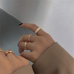 tenghong2021 1-3 Pcs Adjustable Hollow Open Rings Set Gold Chain Link Rings Simple Stackable Knuckle Finger Rings Toe Rings Set Finger Foot Hypoallergenic Jewelry for Women Men Couple