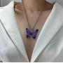 Geroki Purple Butterfly Pendant Necklace Silver Dainty Necklaces Beaded Necklace Chain Jewelry for Women and Girls