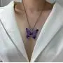 Geroki Purple Butterfly Pendant Necklace Silver Dainty Necklaces Beaded Necklace Chain Jewelry for Women and Girls