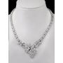 JanKuo Jewelry Rhodium Plated Prom Bridal Floral Graduated Marquise CZ Necklace Earrings Jewelry Set, 17''