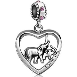 JMQJewelry Elephant Mother Heart Love Baby Child Birthstone Dangle Charms for Bracelets Grandma Mom Dad Wife Husband Gifts Valentines Day Christmas