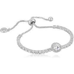 Anne Klein Classics Silver-Tone Pave Center Stone Slider Bracelet, One Size