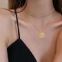 FUTIMELY 18k Gold Queen Coin Necklace for Women,Multilayer Coin Medallion Pendant Necklace Adjustable Layering Paper Clip Choker Necklaces Chain Set for Girls Jewelry