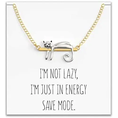 Lazy Cat Necklace – Funny Cats Jewelry – Kitty in Energy Save Mode – Cute Cat Lovers Gift Lazy Cat Necklace – Funny Cats Jewelry – Kitty in Energy Save Mode – Cute Cat Lovers Gift