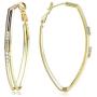 Oval Hoop Earrings for Women - Shiny Cubic Zirconia Double Hoop 14K Gold Plated 925 Sterling Silver Earrings