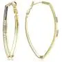 Oval Hoop Earrings for Women - Shiny Cubic Zirconia Double Hoop 14K Gold Plated 925 Sterling Silver Earrings