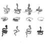 Caiyao 12 Pcs Vintage Punk Snake Ring Reptile Serpent Ring Gothic Alloy Open Adjustable Snake Ring Set Retro Simple Stacking Rings Bohemian Animal Punk Reptile Serpent Ring Jewelry Gift for Men Women