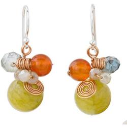 NOVICA Multi-Gem Quartz .925 Sterling Silver Beaded Earrings Citron Bubbles
