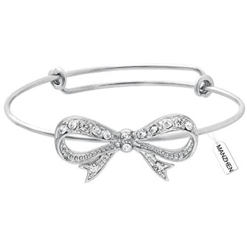 MANZHEN 3 Colors Expandable Bowknot Cuff Bangle Bracelets Bridesmaid Gift