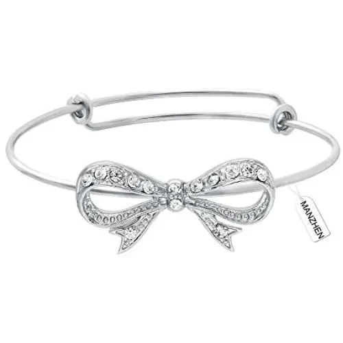 MANZHEN 3 Colors Expandable Bowknot Cuff Bangle Bracelets Bridesmaid Gift