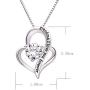 ALOV Jewelry Sterling Silver Grandma I Love You Forever Love Heart Cubic Zirconia Pendant Necklace