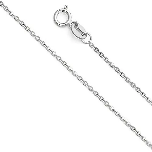 14k REAL Yellow OR White Gold Solid 1mm Side Diamond Cut Rolo Cable Chain Necklace with Spring Ring Clasp 14k REAL Yellow OR White Gold Solid 1mm Side Diamond Cut Rolo Cable Chain Necklace with Spring Ring Clasp