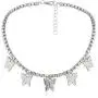 Butterfly Choker Necklace Tennis Chain Butterfly Bling Iced Cubic Zirconia CZ Butterfly Necklace Silver Girls Women