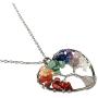 Yunison 2pcs Tree of Life Necklace for Women Chakra 7 Gemstone Pendant Handmade Jewelry Gift