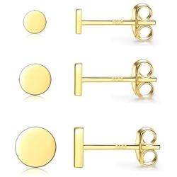 925 Sterling Silver Dot Stud Earrings | 3 Pairs Small Simple Round Disc Stud Earrings Set | Tiny Flat Circle Hypoallergenic Cartilage Tragus Piercing Earrings Gifts for Women Men Girls 3mm 4mm 5mm