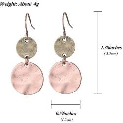 SMALLLOVE Boho Coin Earring Round Lightweight Dangle Drop Hoops Handmade Retro Geometry Earring Copper Wire Women Jewelry