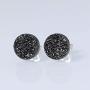 SHINYGEM fashion 925 sterling silver inlaid round agate quartz earrings womens jewelry earrings