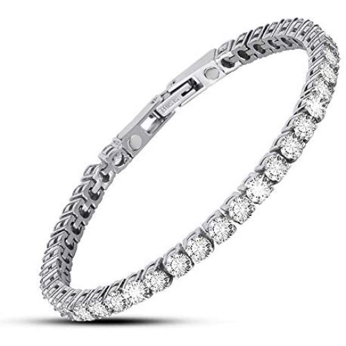 Magnetic Bracelet for Women,Beauty Therapy Titanium Steel Magnetic Bracelets Pain Relief Bracelets Magnetic Women Tennis Bracelet （White）