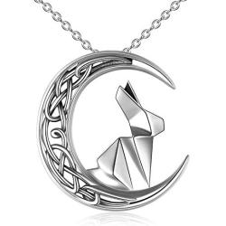 ONEFINITY Origami Rabbit/Horse/Wolf Necklace Sterling Silver Celtic Knot Moon Pendant Necklace Anniversary Birthday Gifts for Women Wife Girlfriend