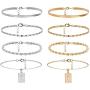 Tag Anklets Set for Teen 8 Pcs Bracelets Layered Anklets 14 K Gold Plated Summer Anklets Women Men Boys Girls Foot Jewelry