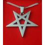 Pentagram Necklace Inverted Pagan Satanic Goth Occult Witchcraft (Silver)