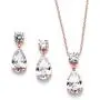 Mariell 14K Rose Gold Plated CZ Teardrop Bridal Necklace and Earring Set for Weddings, Bridesmaids & Prom Mariell 14K Rose Gold Plated CZ Teardrop Bridal Necklace and Earring Set for Weddings, Bridesmaids & Prom