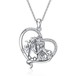 YFN I Love You Horse Pendant Necklace Jewelry Sterling Silver Girls with Horse Gift for Women Girls