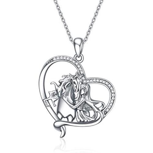 YFN I Love You Horse Pendant Necklace Jewelry Sterling Silver Girls with Horse Gift for Women Girls