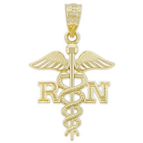 Charm America - Gold Registered Nurse''RN'' Charm - 10 Karat Solid Yellow Gold