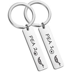 SIDIMELO Twins Keychain Set Two Peas in A Pod Pea 1 & Pea 2 Keychain Set Twins Jewelry Gift for Twin Sister/Brother Best Friend