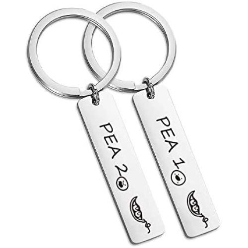 SIDIMELO Twins Keychain Set Two Peas in A Pod Pea 1 & Pea 2 Keychain Set Twins Jewelry Gift for Twin Sister/Brother Best Friend