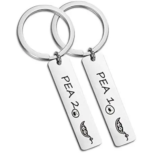 SIDIMELO Twins Keychain Set Two Peas in A Pod Pea 1 & Pea 2 Keychain Set Twins Jewelry Gift for Twin Sister/Brother Best Friend SIDIMELO Twins Keychain Set Two Peas in A Pod Pea 1 & Pea 2 Keychain Set Twins Jewelry Gift for Twin Sister/Brother Best Friend