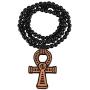 FaithHeart Egpytian Jewelry Eye of Horus Necklace, Wooden Beaded Sweater Chain Vintage Ankh Cross/African Map Pendant for Men and Women with Delicate Packaging, Text Engrave Customizable