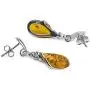 Amber Sterling Silver Drop Dangle Earrings Pendant Necklace Set Chain 18'' Amber Sterling Silver Drop Dangle Earrings Pendant Necklace Set Chain 18''