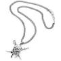 Pirate Skull and Crossed Swords Necklace (15 Inches, Silver)